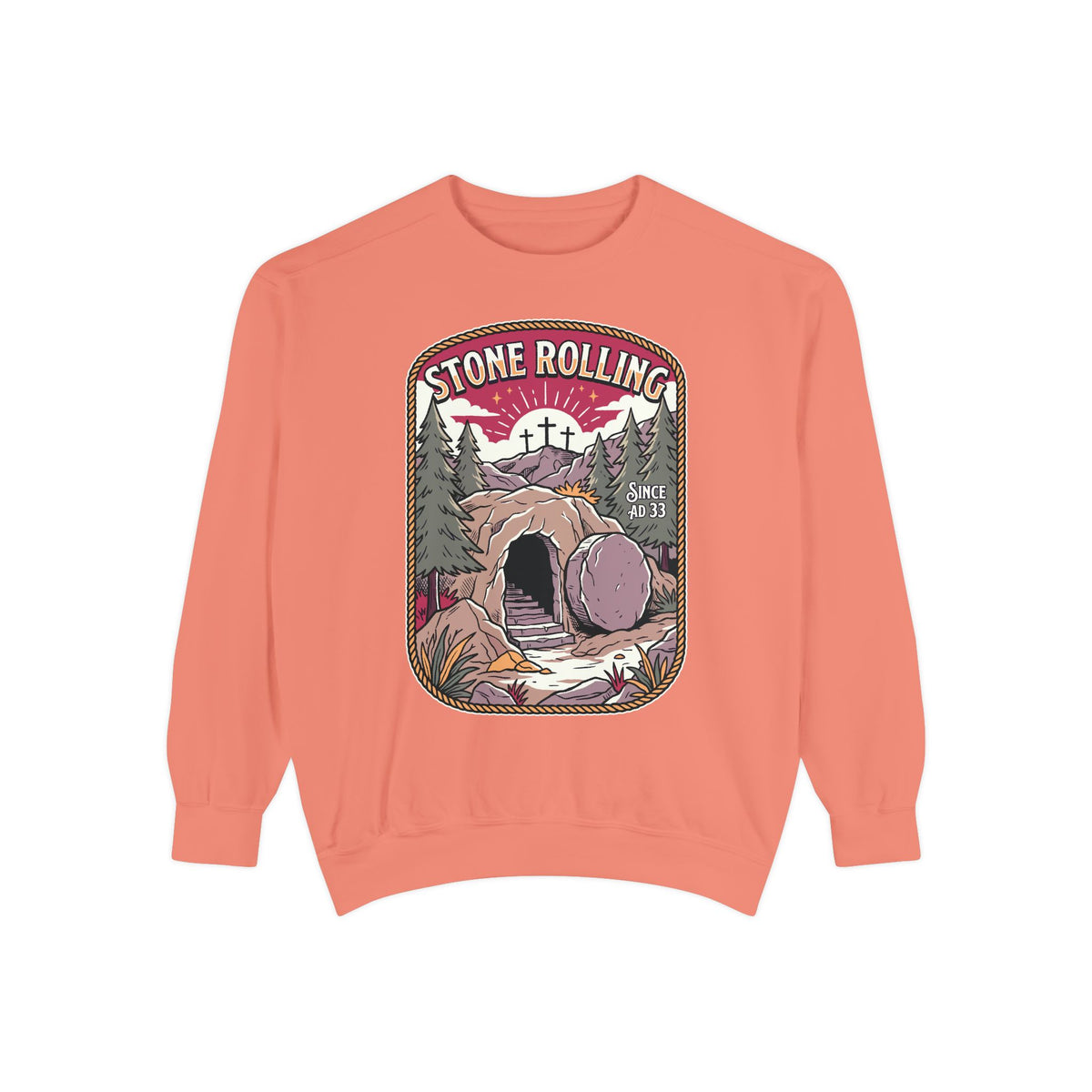 Stone Rolling Since AD 33 Comfort Colors Sweatshirt, Christian Easter Crewneck Sweatshirt, Faith Based Resurrection Gift for Believers