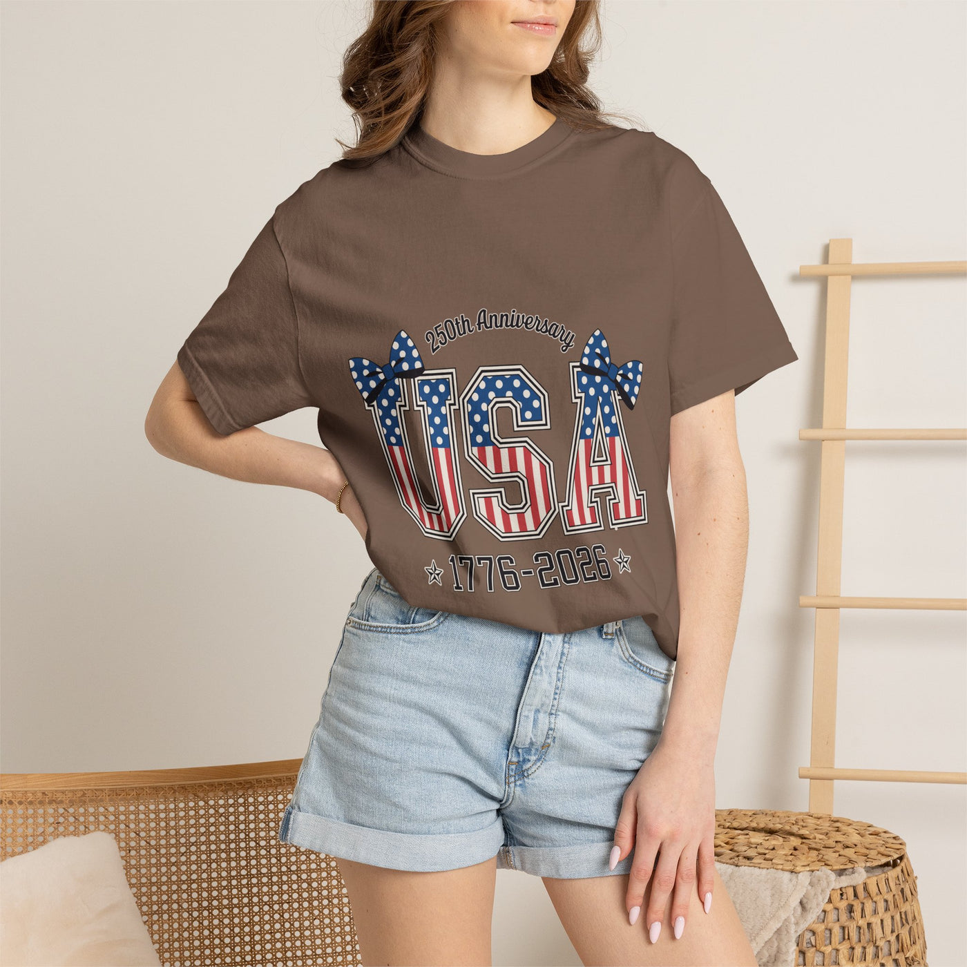 USA 250th Anniversary Comfort Colors Shirt, Patriotic Coquette Bow Tee, America 1776 2026 Graphic Shirt, Fourth of July Gift