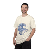 Great Wave Teacup Shirt, Japanese Art Inspired Ocean Graphic, Gift for Tea Lovers and Coastal Art Fans, Casual Cafe Weekend Outfit