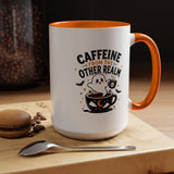 Halloween Ghost Coffee Mug, Caffeine From the Other Realm Black Accent Cup, Funny Spooky Gift for Coffee Lover, Barista or Coworker