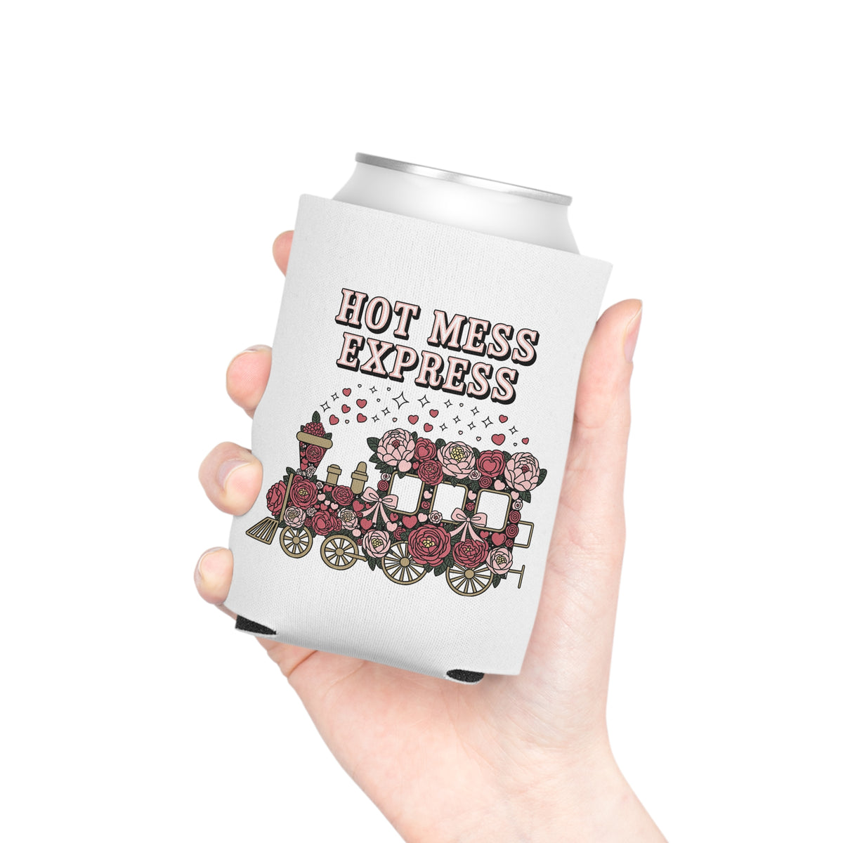 Hot Mess Express Can Cooler, Floral Drink Sleeve, Funny Gift for Busy Moms, Besties, Coworkers and Chaos Coordinators