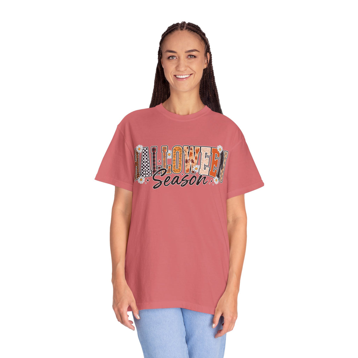 Halloween Season Shirt, Leopard Plaid Pumpkin Letter Graphic Tee, Cute Fall Gift for Women, Spooky October Outfit for Teachers and Moms