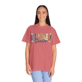 Halloween Season Shirt, Leopard Plaid Pumpkin Letter Graphic Tee, Cute Fall Gift for Women, Spooky October Outfit for Teachers and Moms