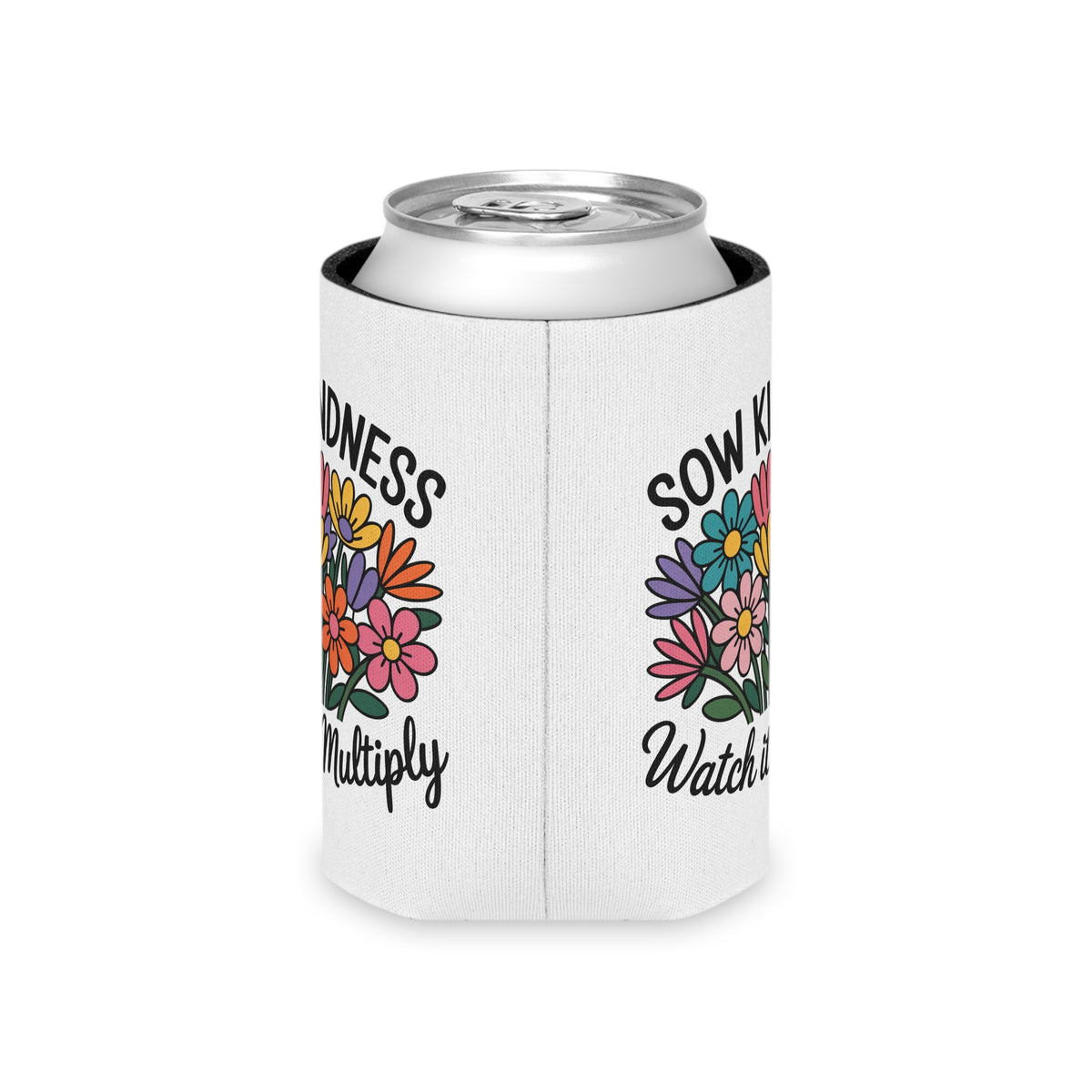 Kindness Can Cooler, Floral Beer Can Holder, Positive Quote Drink Sleeve, Flower Lover Gift, Summer Party Favor, Inspirational Gift