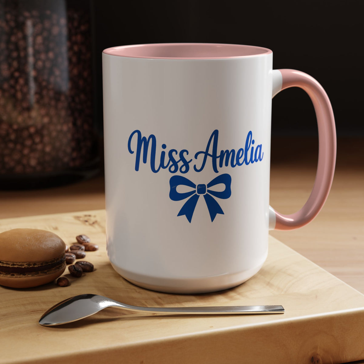 Personalized Teacher Name Mug, Custom Teacher Coffee Mug with Bow Design, Teacher Appreciation Gift, Classroom Desk Mug for Educators