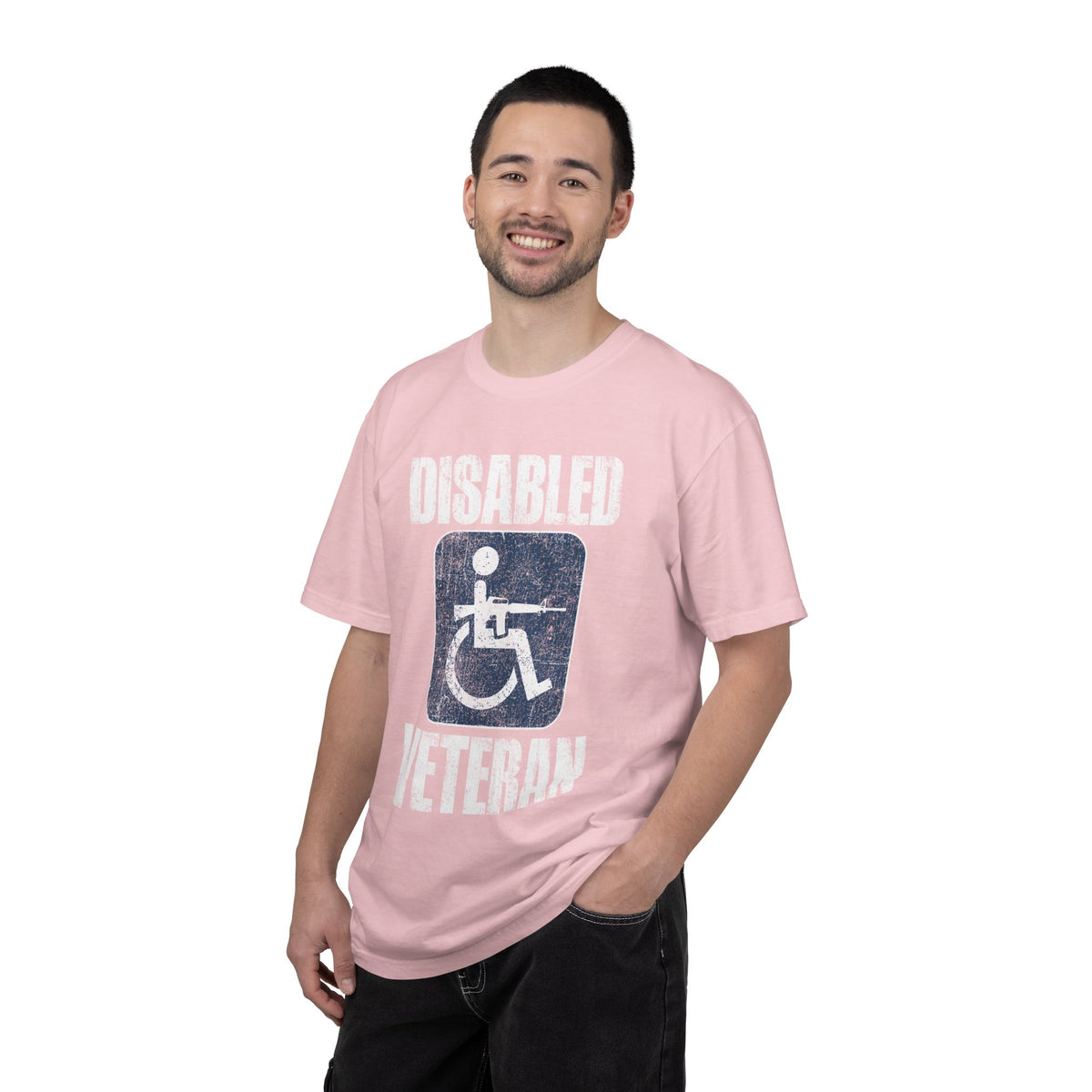Disabled Veteran Shirt, Distressed Wheelchair and Rifle Graphic, Military Service Pride, Veterans Day Gift and Everyday Casual Wear