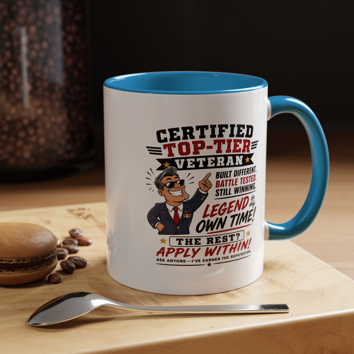 Funny Veteran Coffee Mug, Certified Top Tier Veteran Cup, Military Retirement Gift for Him, Veterans Day Birthday Present, Veteran Humor