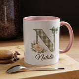 Personalized Monogram Mug with Custom Name, Floral Initial Coffee Mug for Women, Custom Letter Cup, Birthday Gift for Her, Bridesmaid Gift