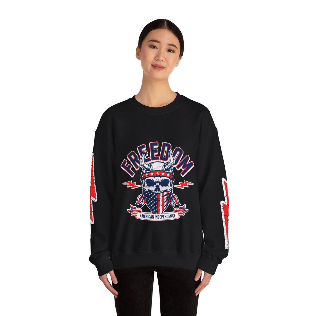 Freedom American Independence Sweatshirt, Patriotic Skull Crewneck, USA Flag Pullover, Fourth of July Outfit, Americana Gift for Him