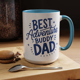 Best Adventure Buddy Dad Coffee Mug, Father's Day Gift from Kids, Travel and Hiking Outdoor Papa Ceramic Tea Cup with Black Handle