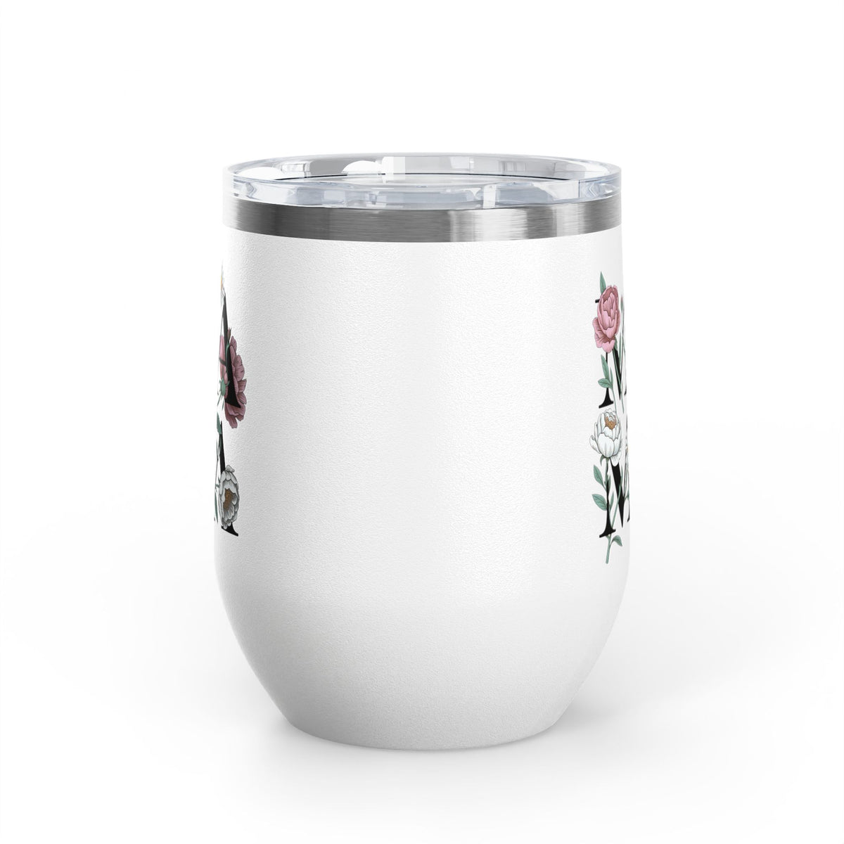 Floral Mama Wine Tumbler, Flower Wine Cup for Mom, Botanical Drinkware, Mothers Day Gift for Mom, Feminine Coffee and Wine Tumbler