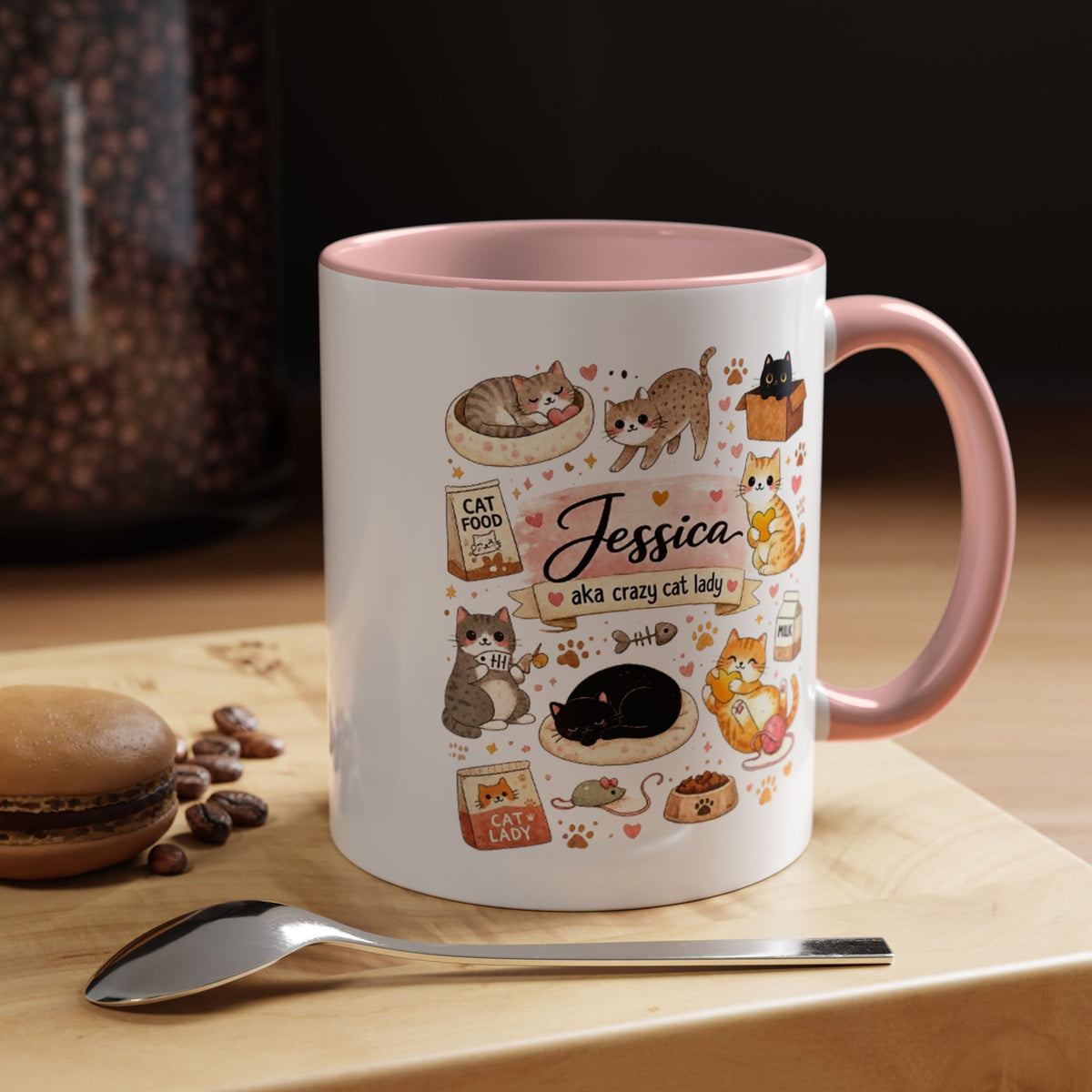 Personalized Cat Mom Mug, Custom Crazy Cat Lady Coffee Mug, Cat Lover Gift with Name, Cute Cat Mom Mug for Women