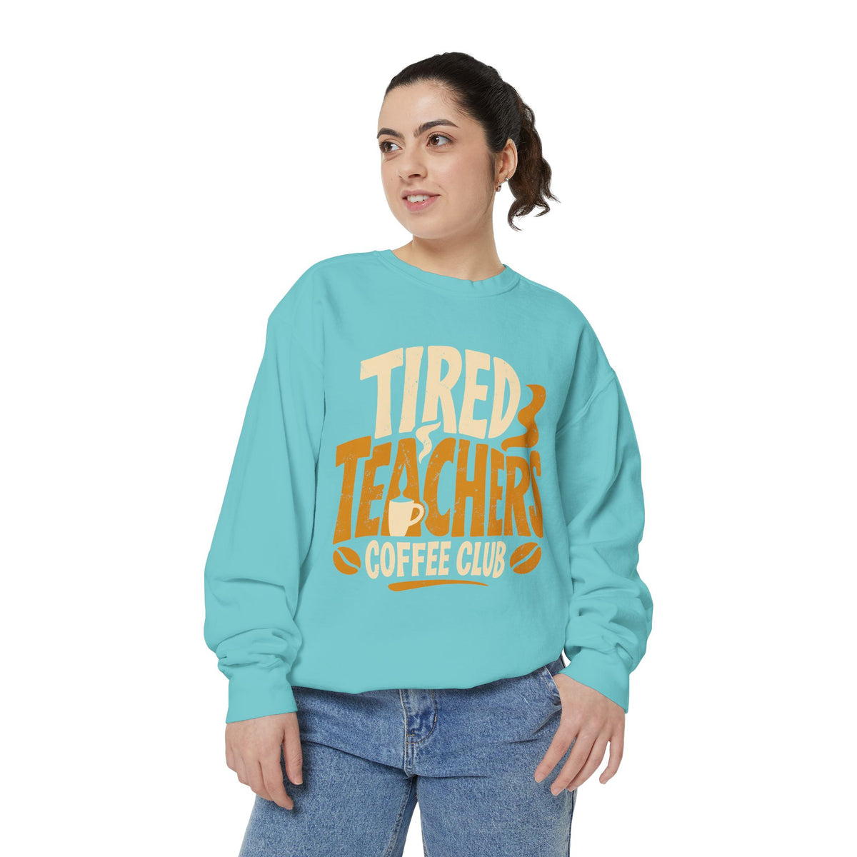 Tired Teachers Coffee Club Comfort Colors Sweatshirt, Funny Teacher Coffee Shirt, Educator Gift, Teacher Life Pullover