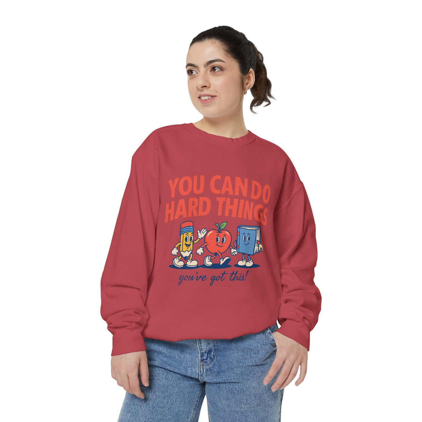You Can Do Hard Things Teacher Sweatshirt, Motivational School Graphic Crewneck, Positive Classroom Gift for Educators