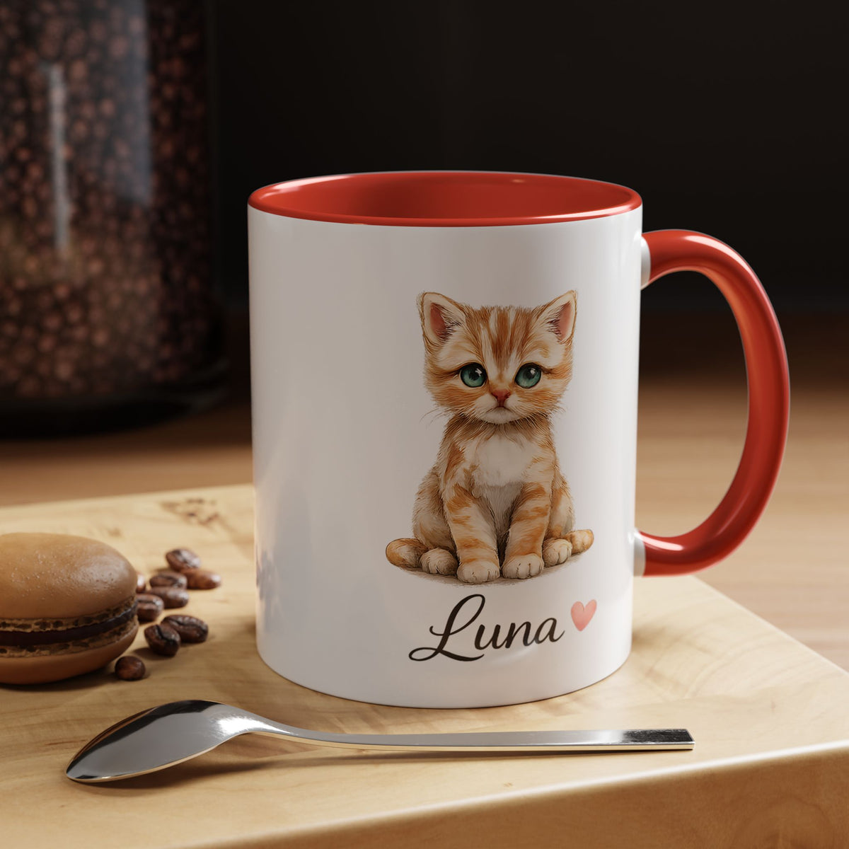 Personalized Cat Lover Mug, Custom Cat Name Coffee Mug, Cute Kitten Mug Gift for Cat Moms, Pet Lover Keepsake Cup