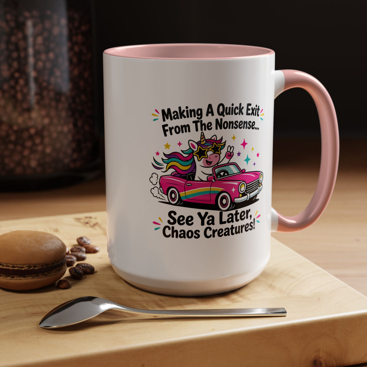 Funny Unicorn Coffee Mug, Making My Quiet Exit From The Nonsense Mug, Sarcastic Unicorn Gift, Chaos Creature Coffee Cup, Funny Coworker Mug