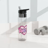 Personalized Pink Purple Water Bottle, Custom Name Drink Bottle with Hearts, Cute School Bottle for Girls, Birthday Gift for Her