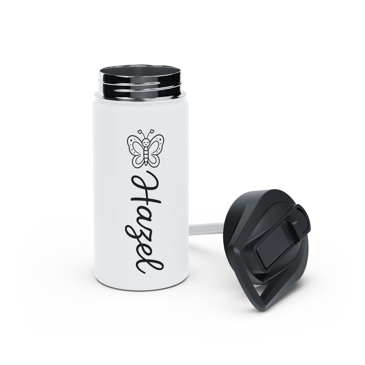 Personalized Butterfly Water Bottle, Custom Name Kids Water Bottle, Girls School Bottle, Back to School Gift