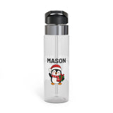 Custom Penguin Name Water Bottle, Personalized Christmas Drink Bottle for Kids, Cute Winter School Bottle, Holiday Gift for Boys and Girls