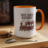 Hot Mess Express Coffee Mug, Pink Floral Train with Bows and Hearts, Funny Birthday Gift for a Busy Mom or Best Friend's Daily Coffee Break