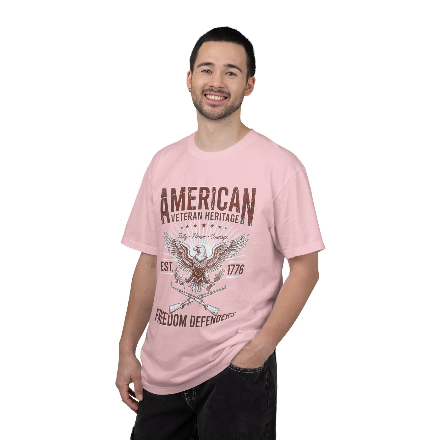American Veteran Heritage Shirt, Freedom Defenders T-Shirt, Patriotic Eagle Gift, Veterans Day or Military Retirement Tee for Proud Veteran