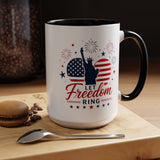Let Freedom Ring Patriotic Coffee Mug, Statue of Liberty Fourth of July Mug, American Flag Coffee Cup, USA Pride Gift, Independence Day Mug