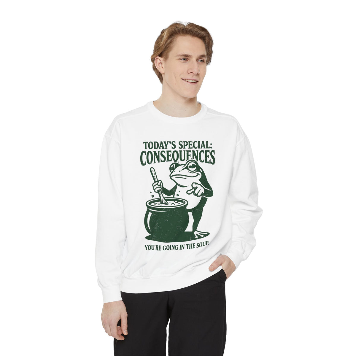 Funny Frog Comfort Colors Sweatshirt, Today's Special Consequences Graphic Crewneck, Sarcastic Meme Sweatshirt Gift