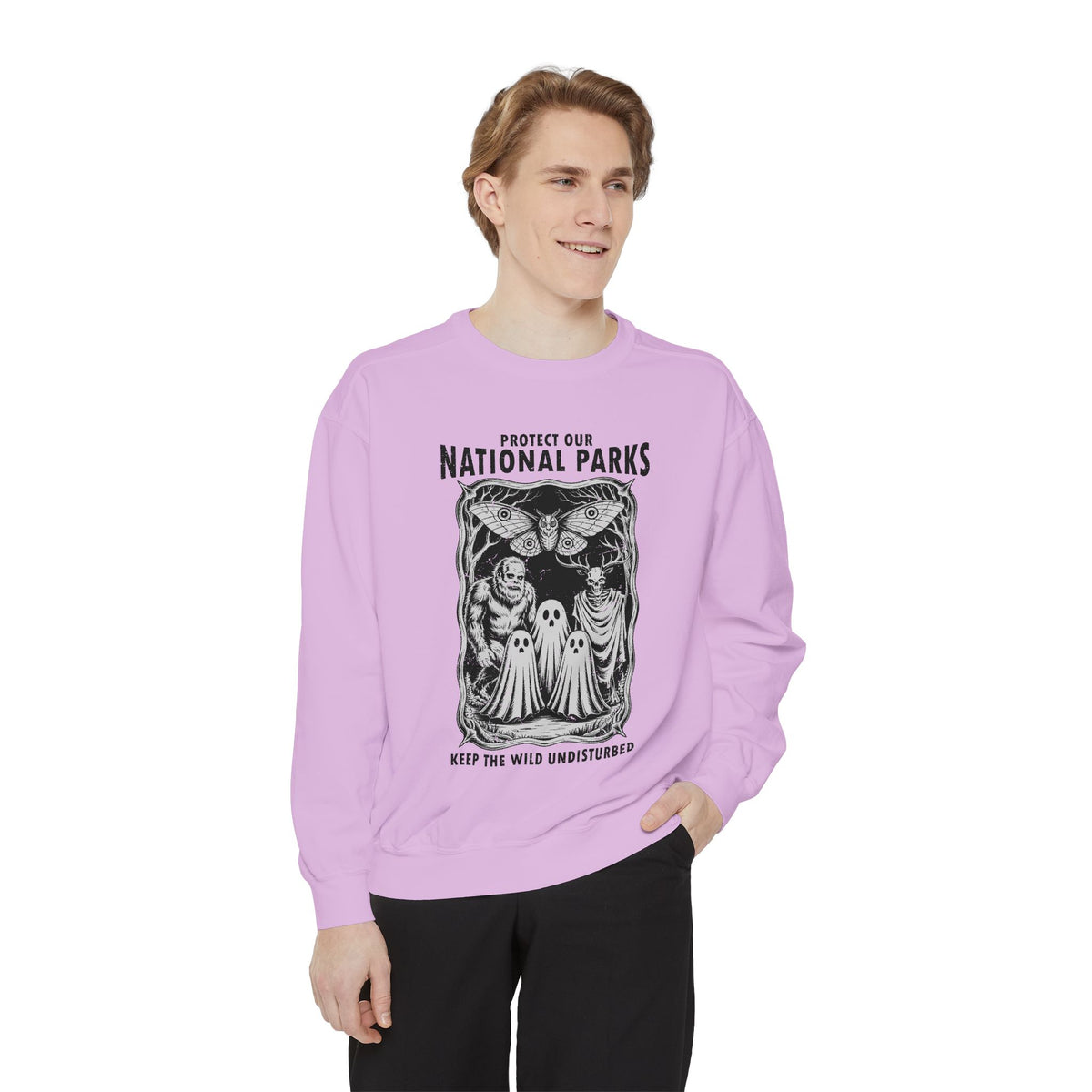 Protect Our National Parks Comfort Colors Sweatshirt, Gothic Nature Lover Crewneck, Cryptid Halloween Outdoor Adventure Gift