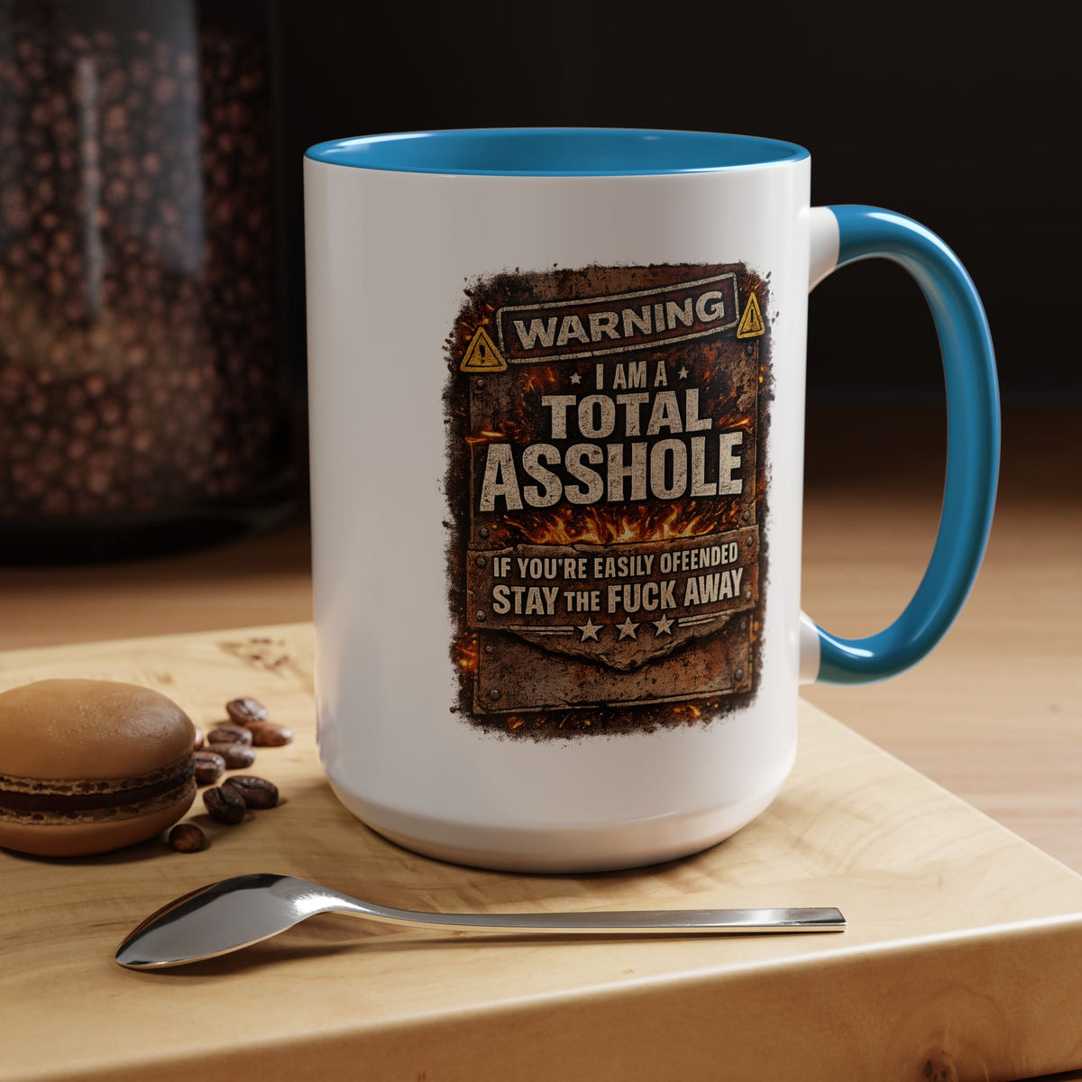 Funny Adult Humor Mug, Warning Total Asshole Coffee Mug, Sarcastic Gift for Men, Offensive Humor Cup, Funny Friend Gift