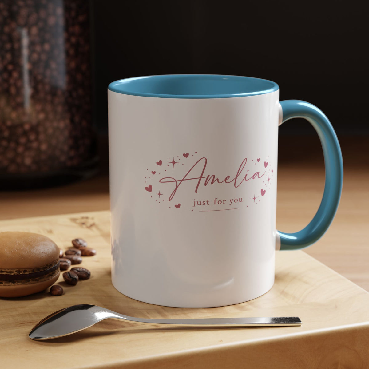 Personalized Name Coffee Mug, Custom Name Mug for Her, Just for You Gift Mug, Minimalist Pink Coffee Cup, Unique Birthday Gift