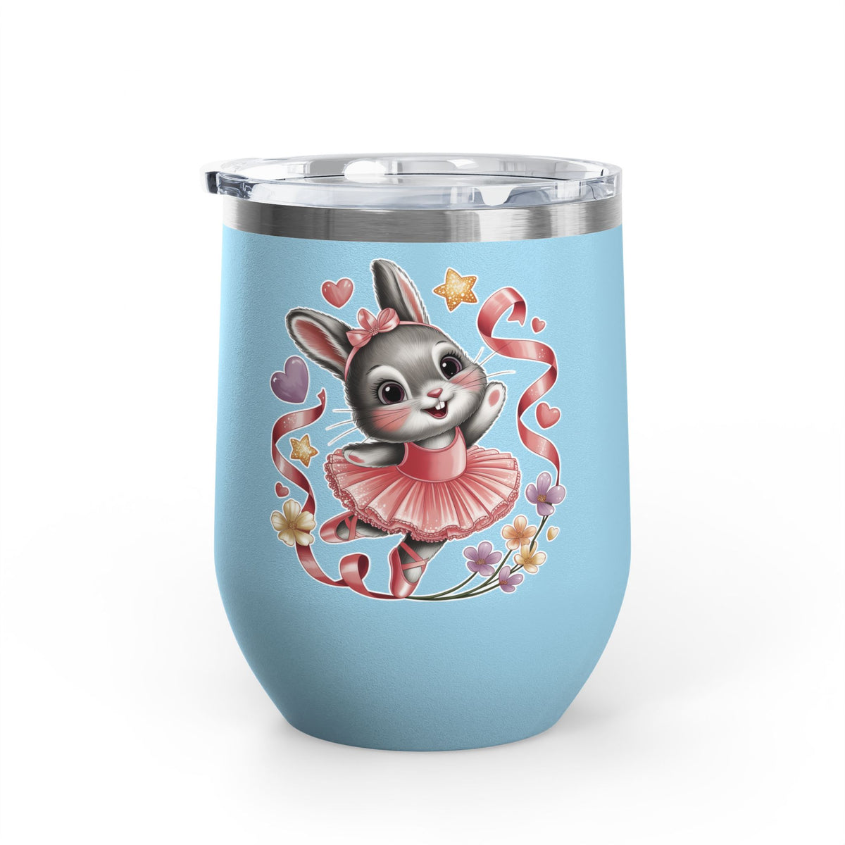 Ballet Bunny Wine Tumbler, Cute Pink Rabbit Cup, Gift for Ballerinas, Dance Students, Bunny Lovers and Ballet Besties