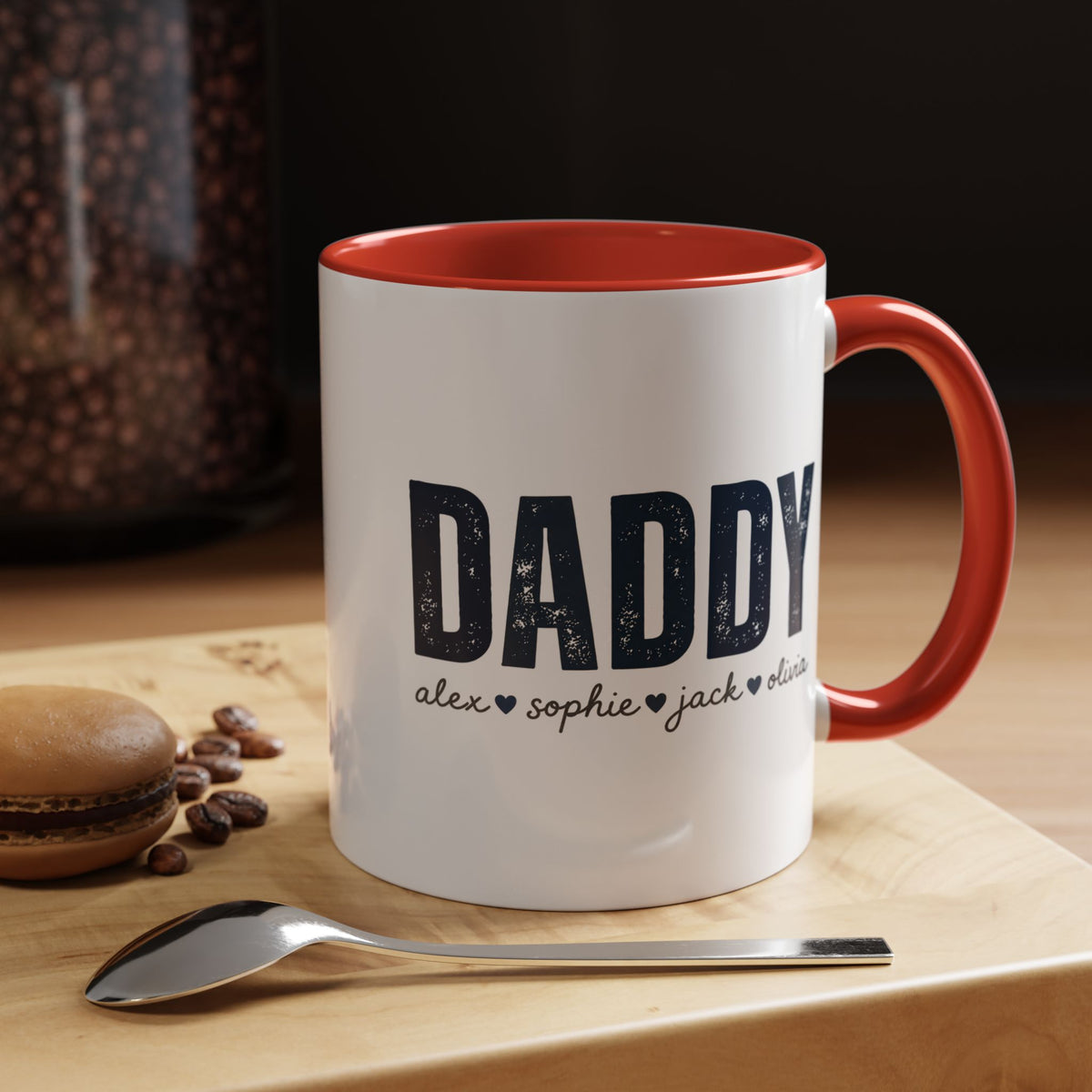 Personalized Daddy Coffee Mug with Kids Names, Custom Dad Mug Gift from Children, Father's Day Coffee Cup, Birthday Gift for Daddy