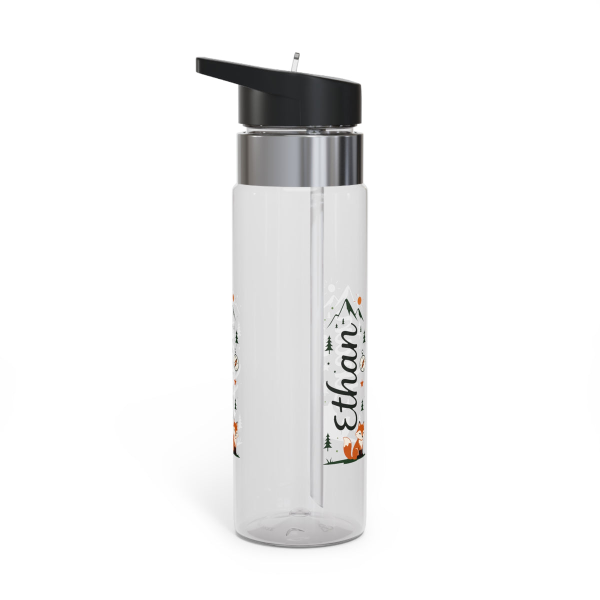 Personalized Adventure Water Bottle for Boys, Ethan Name Bottle, Hiking Gift for Kids, Camping Water Bottle, Fox Mountain Sports Gift