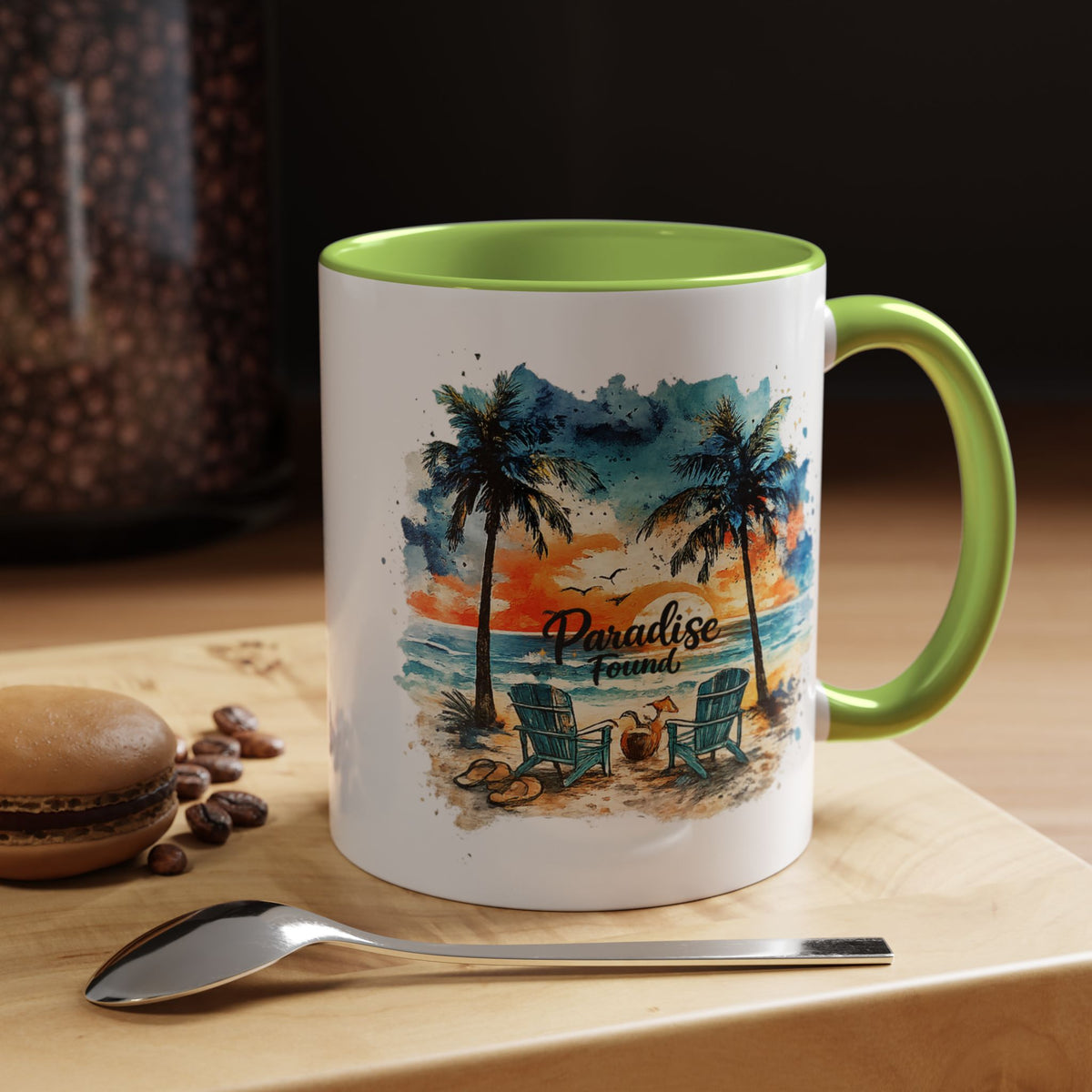 Tropical Beach Paradise Coffee Mug, Coastal Vacation Mug, Paradise Found Beach Lover Gift, Ocean Sunset Coffee Cup, Island Life Mug