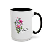 Personalized Floral Name Mug, Custom Wildflower Coffee Cup for Her, Birthday Gift for Women, Botanical Friend or Coworker Keepsake