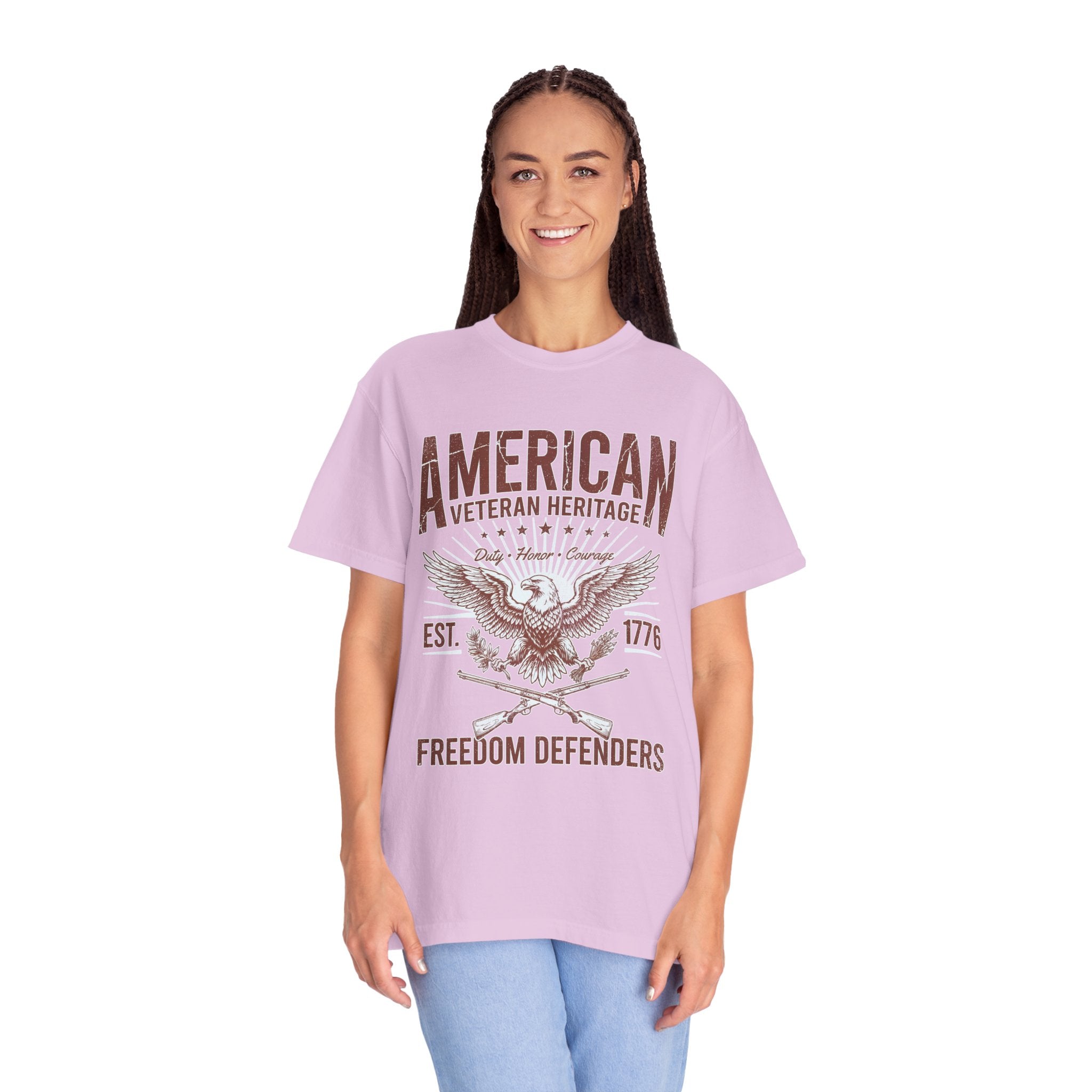 American Veteran Heritage Shirt, Freedom Defenders T-Shirt, Patriotic Eagle Gift, Veterans Day or Military Retirement Tee for Proud Veteran