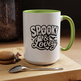 Spooky and Lovely Mug, Cute Ghost Halloween Coffee Cup, Black and White Spooky Season Gift for Her, Gothic Fall Drinkware