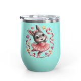 Ballet Bunny Wine Tumbler, Cute Pink Rabbit Cup, Gift for Ballerinas, Dance Students, Bunny Lovers and Ballet Besties