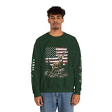Personalized Hunting Sweatshirt, Custom Deer American Flag Pullover, Patriotic Outdoorsman Crewneck, Hunter Gift, Personalized Family Shirt