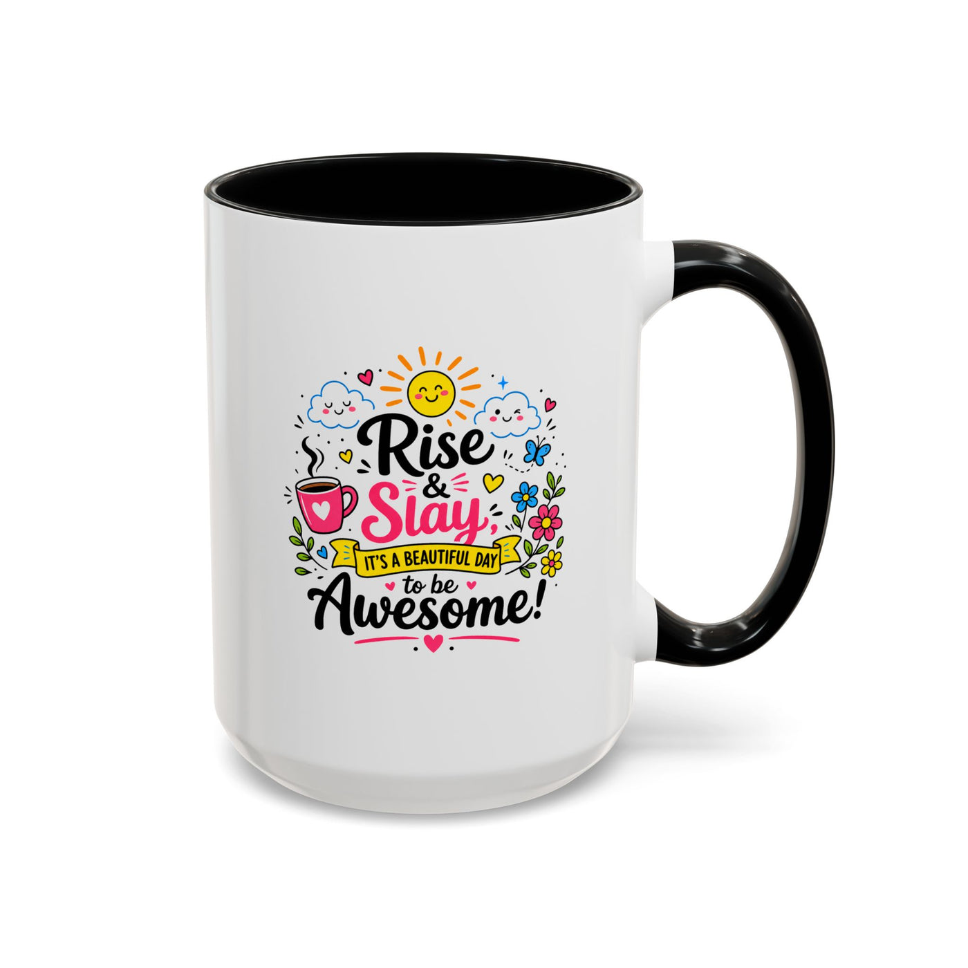 Rise and Slay Motivational Mug, Positive Quote Coffee Cup, Inspirational Gift for Her, Coworker Encouragement, Morning Routine Drinkware