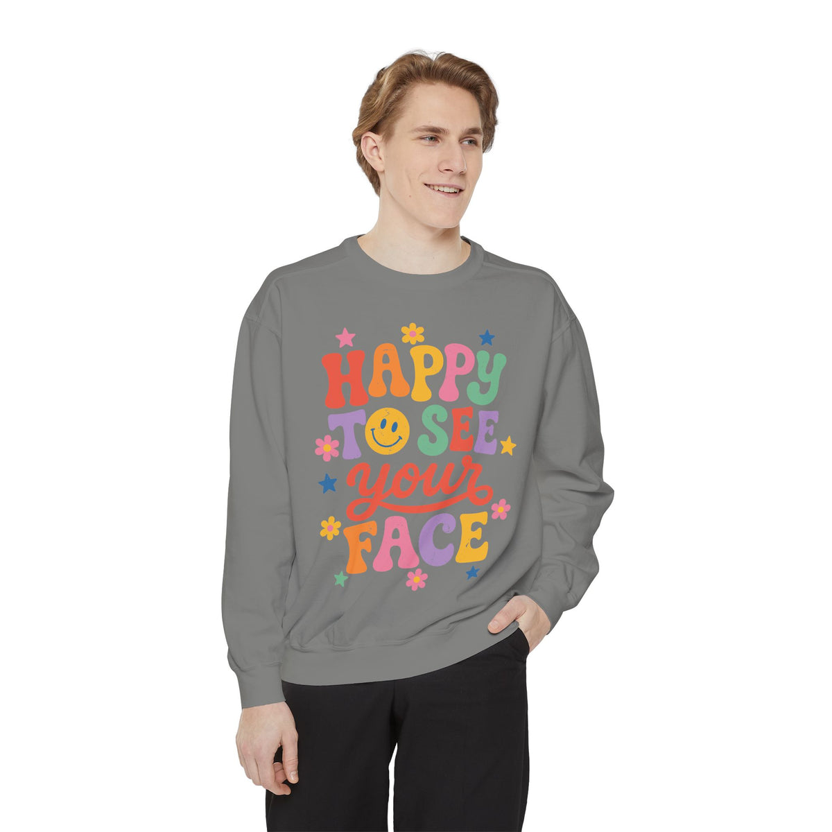 Happy to See Your Face Sweatshirt, Colorful Teacher Crewneck, Retro Classroom Shirt, Back to School Outfit, Educator Appreciation Gift