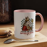 Praise the Lord and Pass the Trash Coffee Mug, Funny Opossum Pope Gift for Friends, Sarcastic Christian Possum Ceramic Tea Cup with Black Handle