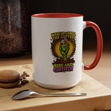Zombie Coffee Mug, Wake Up and Smell the Coffee Black Accent Cup, Unique Funny Rise and Grind Gift for Horror Fan, Barista or Coworker