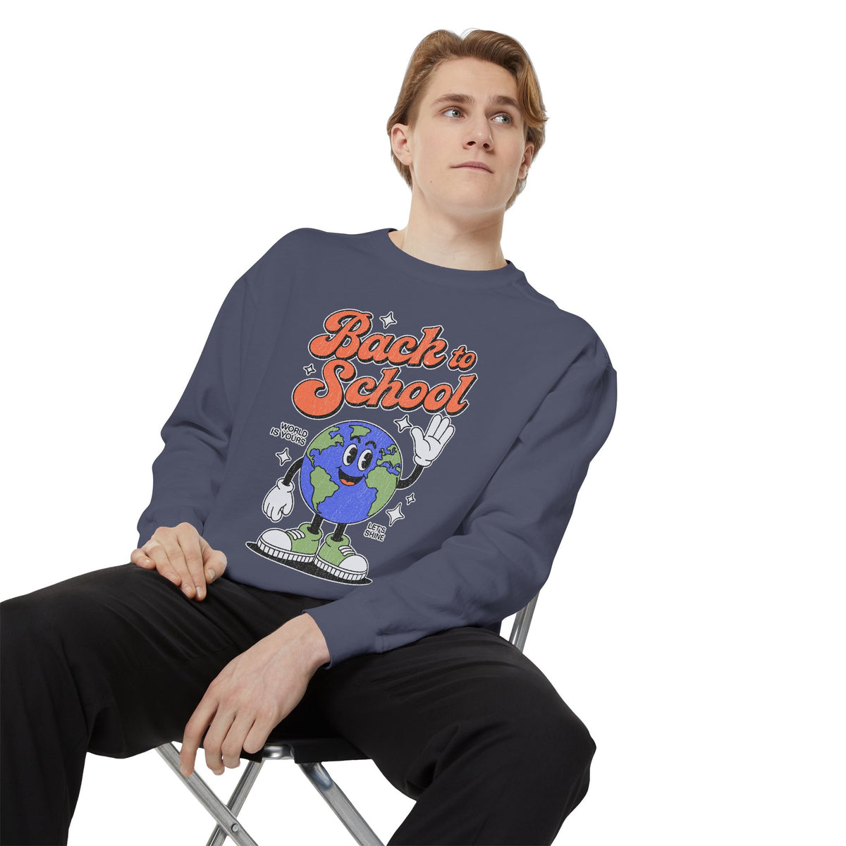 Back to School Earth Sweatshirt, Retro Globe Graphic Pullover, Teacher First Day Outfit, Student Gift, Classroom Crewneck, Educator Gift