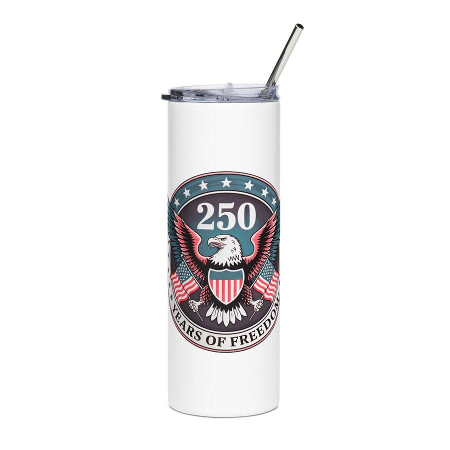 America 250 Skinny Tumbler, 250 Years of Freedom Travel Cup, Patriotic USA Drinkware, 4th of July Gift, American Eagle, Summer Party