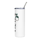 Personalized Floral Name Skinny Tumbler, Custom Rose Monogram Cup, Feminine Drinkware, Personalized Gift for Her, Birthday Gift