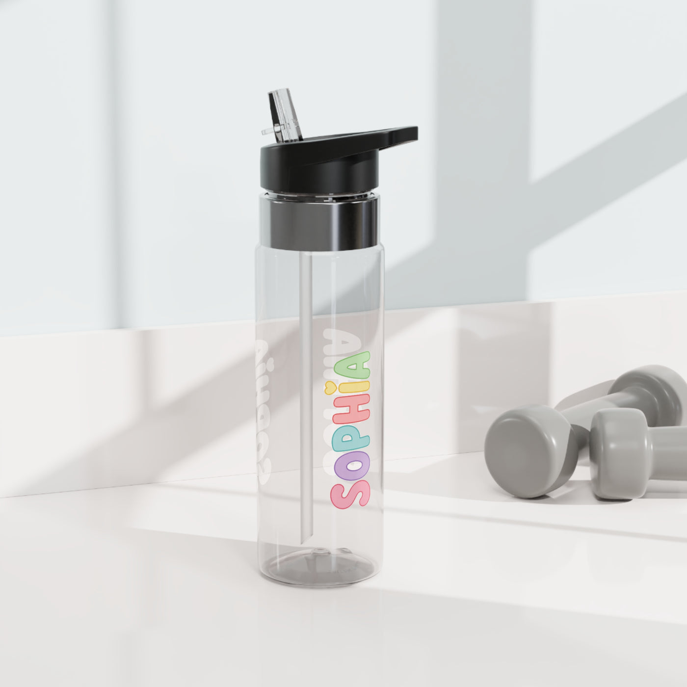 Personalized Transparent Water Bottle for Girls, Cute Name Drink Bottle, Colorful School Water Bottle, Back to School Gift