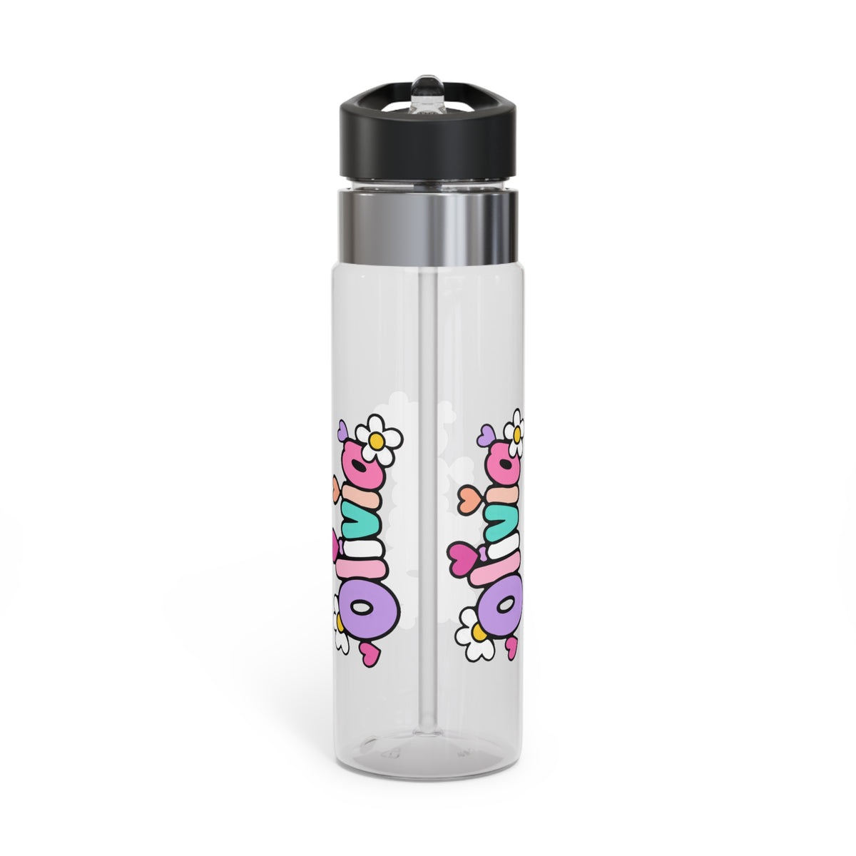 Personalized Daisy Name Water Bottle, Colorful Custom Drink Bottle for Girls, Floral School Bottle, Cute Birthday Gift for Kids