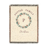 Personalized Christmas Family Blanket, Monogram Holiday Woven Throw, Potter Family Christmas Decor, Custom Winter Gift for Home