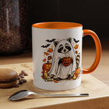 Cute Raccoon Halloween Mug, Ghost Costume Coffee Cup, Spooky Pumpkin Gift for Animal Lover, Fall Birthday or October Office Desk Decor